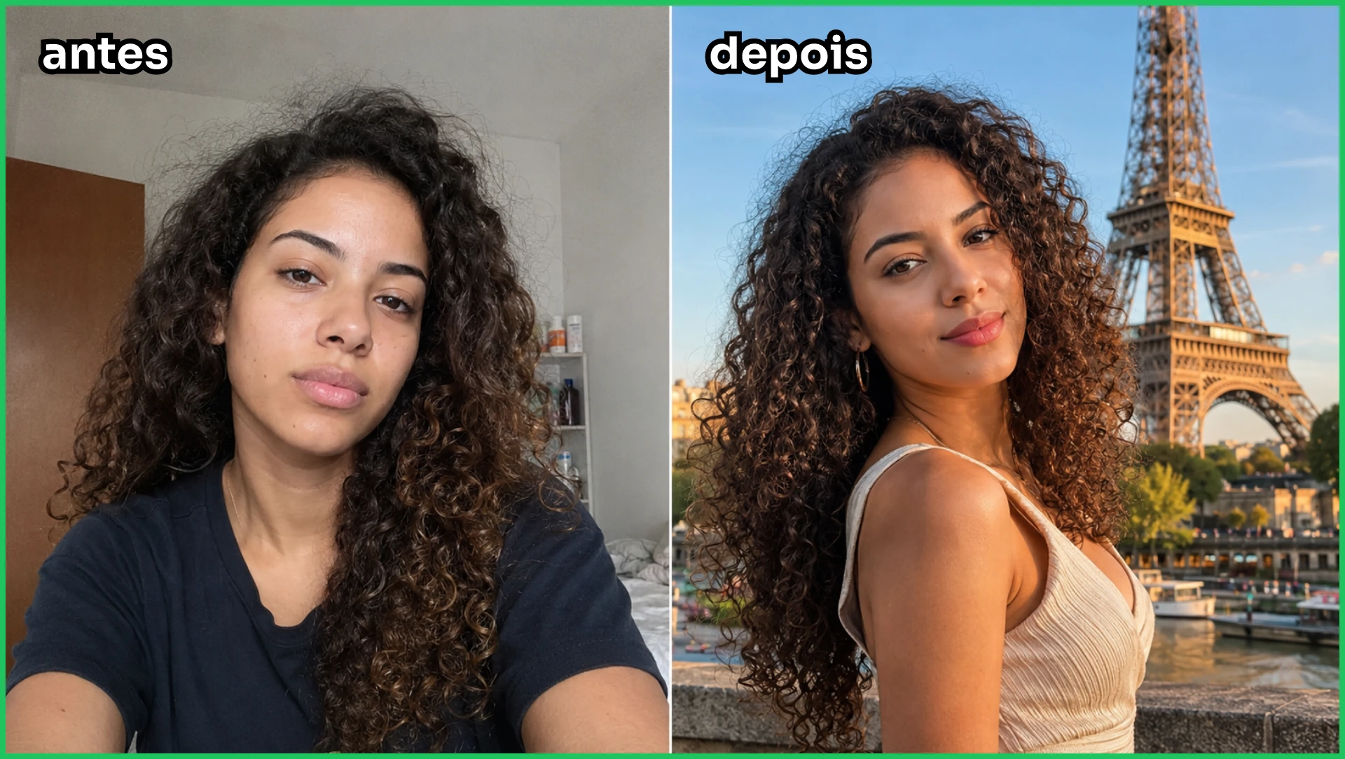 Antes e depois da transformação